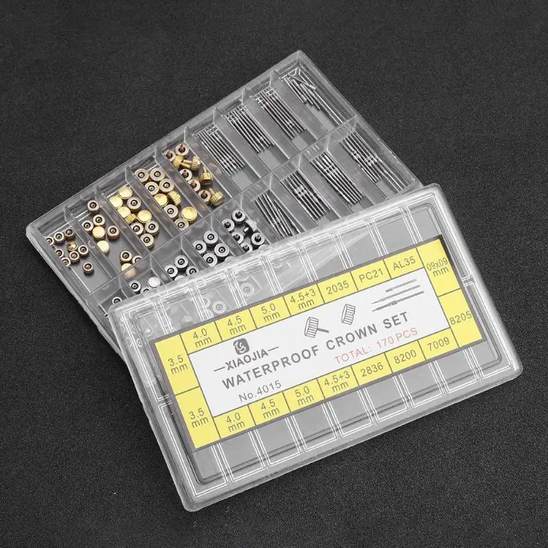 

170pcs/box Watch Crown Replacement Excellent Metal Manufacturing Technology for Watchmaker Repair Accessories Tool Kits