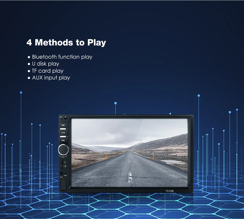 7018B Bluetooth Car MP5 Player 7'' TFT Touchscreen FM Auto Audio Radio Remote Control with 8 LED Rear Camera USB Aux Input