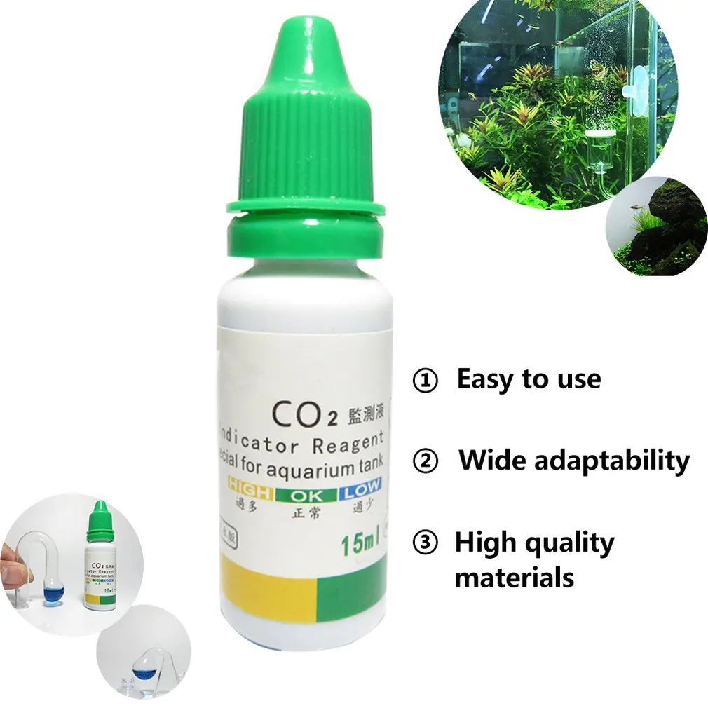 Indicador de CO2 para tanque de agua de Acuario, solución de detección de pecera, prueba líquida de plantas, indicador de CO2 a largo plazo