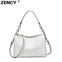 ZENCY натуральная коровья кожа сумки на плечо Маленькие женские сумки для девочек Сумка-мешок из натуральной воловьей кожи