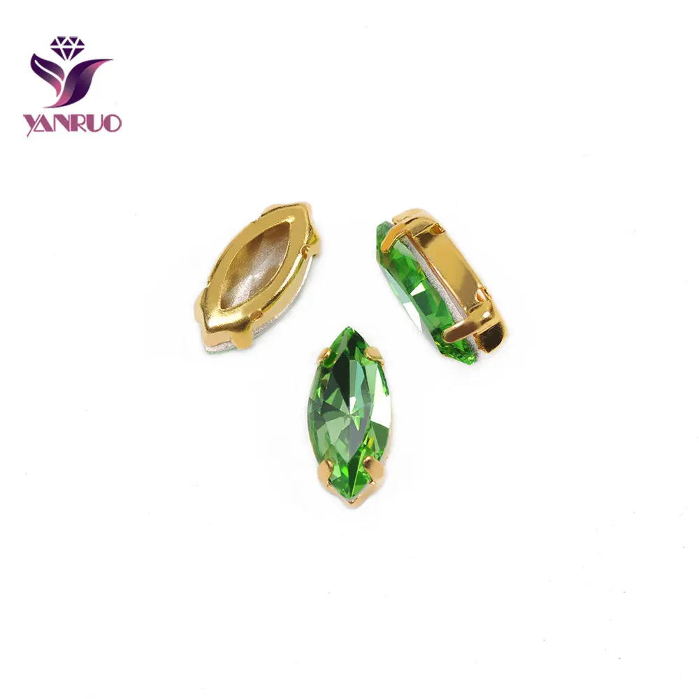 YANRUO, 4200, конский глаз, Необычные камни, золотой коготь, установка, основание, пьедестал, стекло для рукоделия, ювелирное изделие, швейные бусины, алмаз - Цвет: Peridot