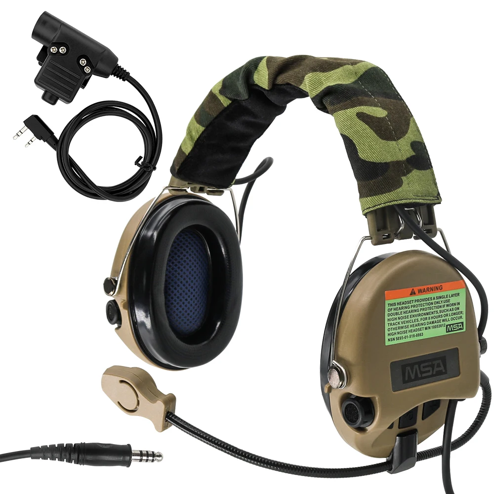 Tactical Airsoft Sordin Headset Hunting Shooting Headphone Military Pickup Noise Reduction Hear protection Earmuff+U94 2 Pin ptt