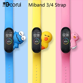 

BOORUI Cute miband 4 strap replacement silicone mi 4 band straps toy my band 3 strap for xiaomi miband 2/3/4 band accessories