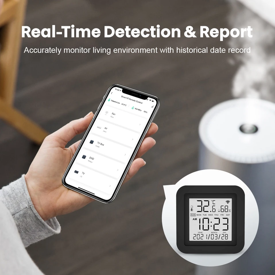 AVATTO Wifi Remote Control,Tuya Smart Universal Infrared with Temperature Humidity Sensor Display,Works with Alexa Google Home