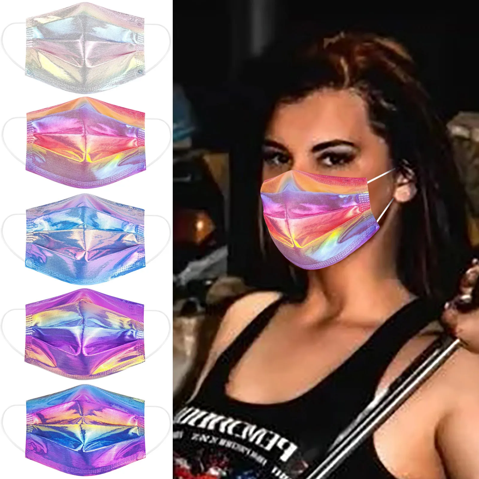 50pc Gradient Disposable Face Mask adult Vintage Dust proof Unisex