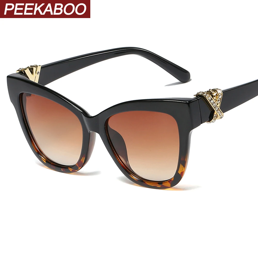 Peekaboo, женские солнцезащитные очки, кошачий глаз, леопард,, летний подарок, сексуальные женские солнцезащитные очки, стразы, uv400, черные