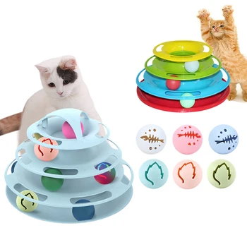 

Four-Levels Pet Cat Interactive Toy Intelligence Pet Toys Cat Toy Balls Disk Interactive Toy For IQ Traning Amusement