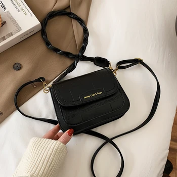 

Fashion shoulder bag ladies casual messenger bag 2020 winter new ladies bag handbag pure color PU mobile phone bag wallet