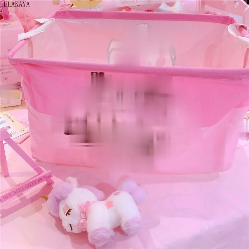 Fashion Cute Sundries Storage Basket Rack Organizer Lovely Anime Action Figure Cartoon Foldable storage bag Table Accessories | Игрушки и