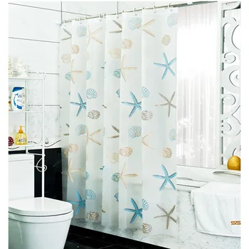 

new Modern Shower Curtain Starfish Partition Fresh Seaside Style Waterproof Mildew PEVA Curtain For Bathroom Shower Room