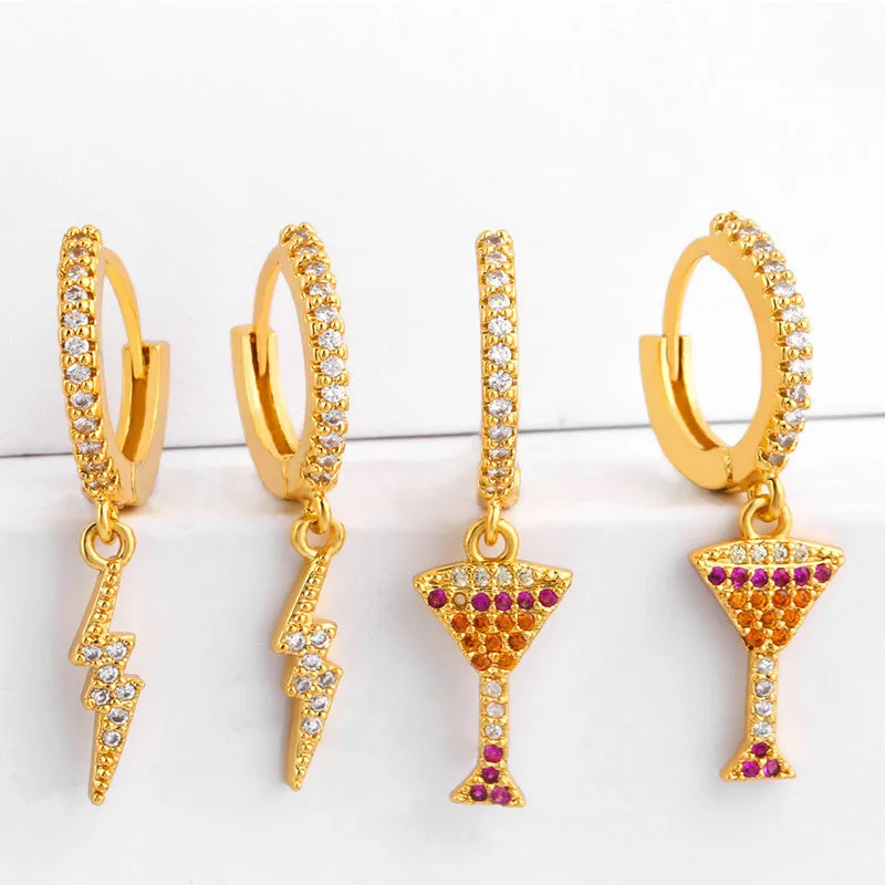 Серьги гвоздики из нержавеющей стали с радужным кубическим