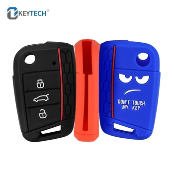 

OkeyTech Don't Touch My Key Silicone Car Key Cover Case Shell Fob For VW Golf 7 MK7 Seat 3 Ibiza 4 Arona Ateca For Skoda Octavia