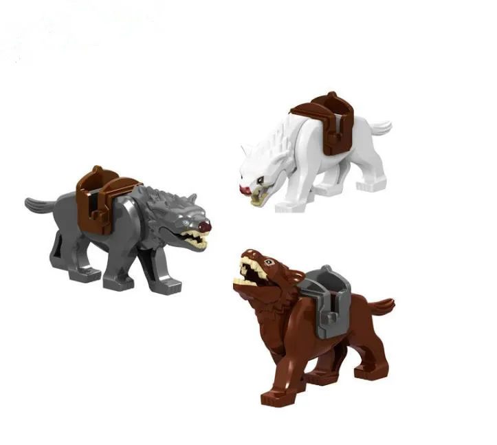 

3PCS/Set White & Black & Brown Hobbit Mount Saddle Wolf Model Building Blocks Lord Rings Bricks Toys Gift For Children