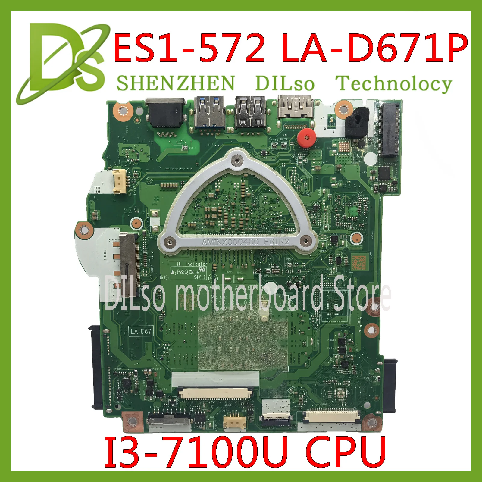 Kefu LA-D671P материнская плата для acer Aspire ES1-572 Материнская плата ноутбука i3-7100u B5W1S LA-D671P работы