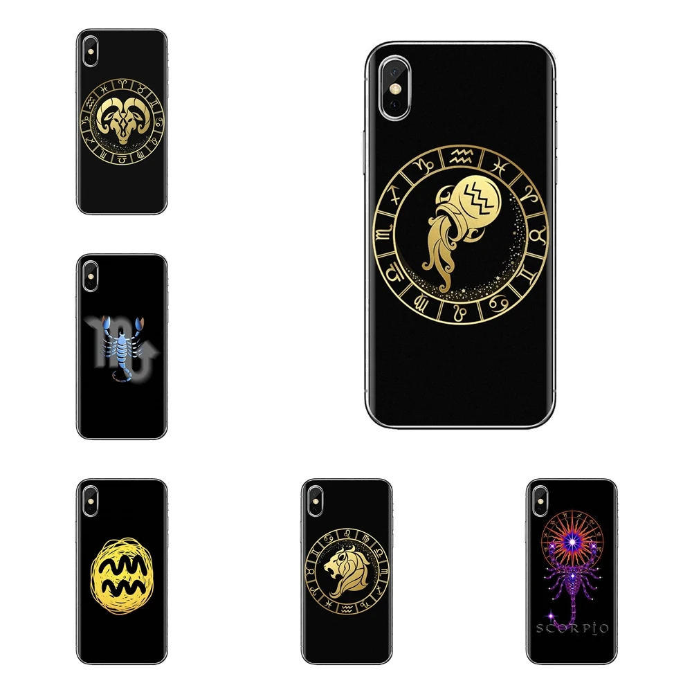 Прозрачные чехлы из ТПУ с изображением знаков зодиака для iPhone XS Max XR X 4 4s 5 5S 5C SE 6 6S 7