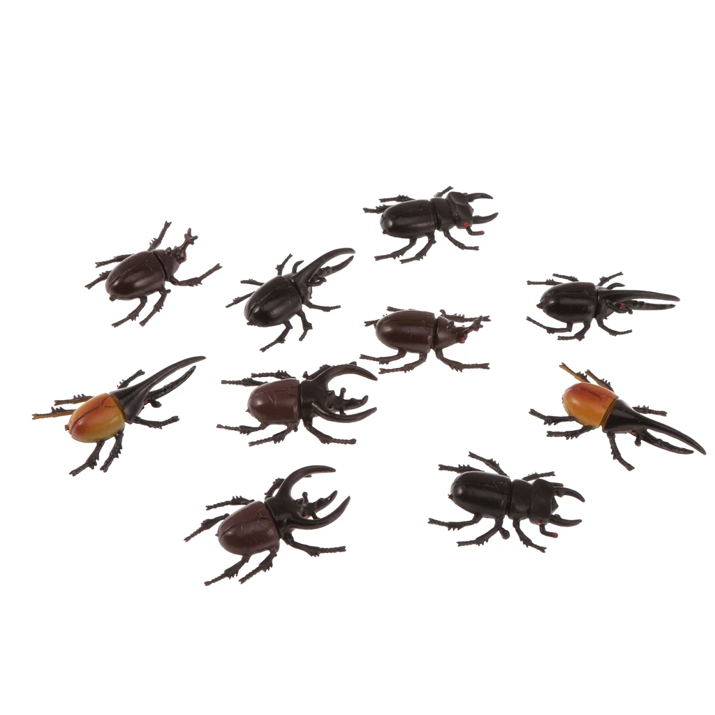 10pcs Vivid Beetle Insects Model Animal Figurines Collection Funny Trick Toy
