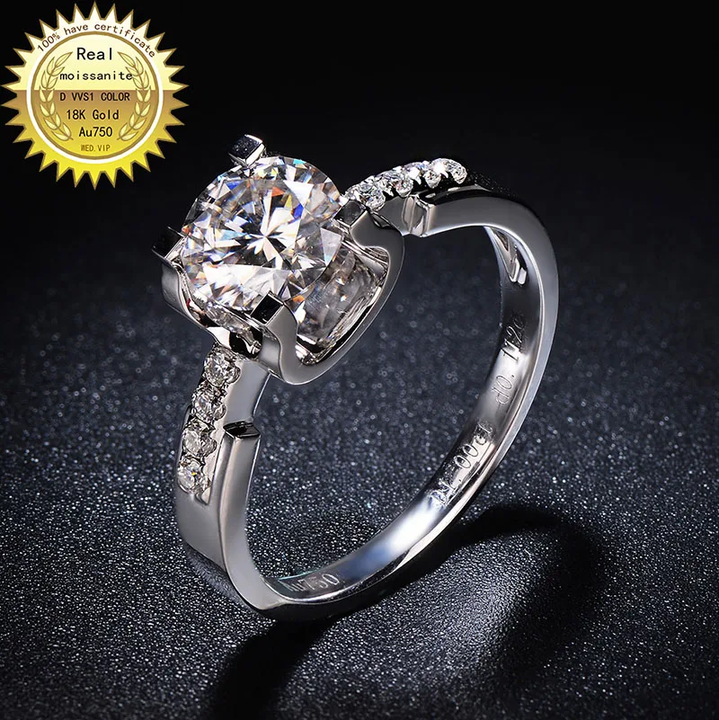 

100%18K goldr ring 1ct D VVS moissanite ring Engagement&Wedding Jewellery with certificate 0023