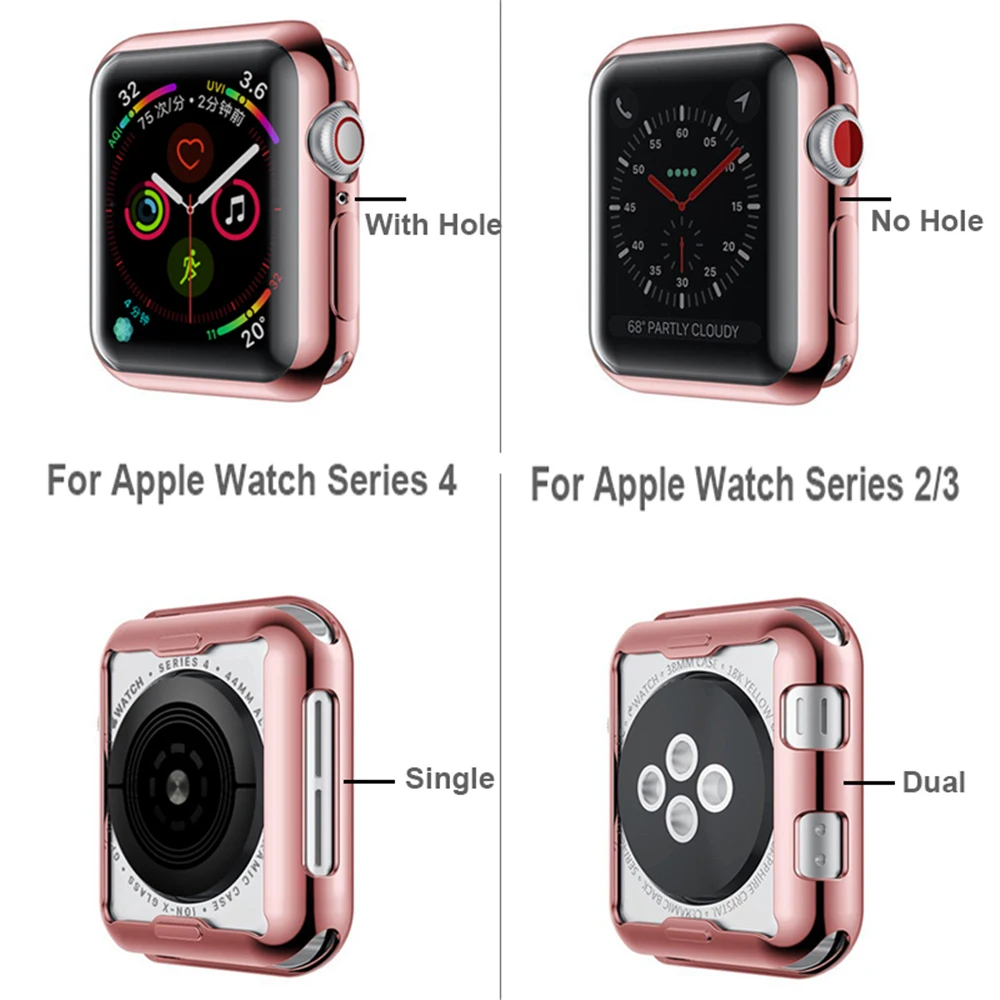 Тонкий чехол для часов OSRUI 360 Apple Watch 5 4 3 2 1 42 мм 38 мягкий прозрачный защитный из ТПУ