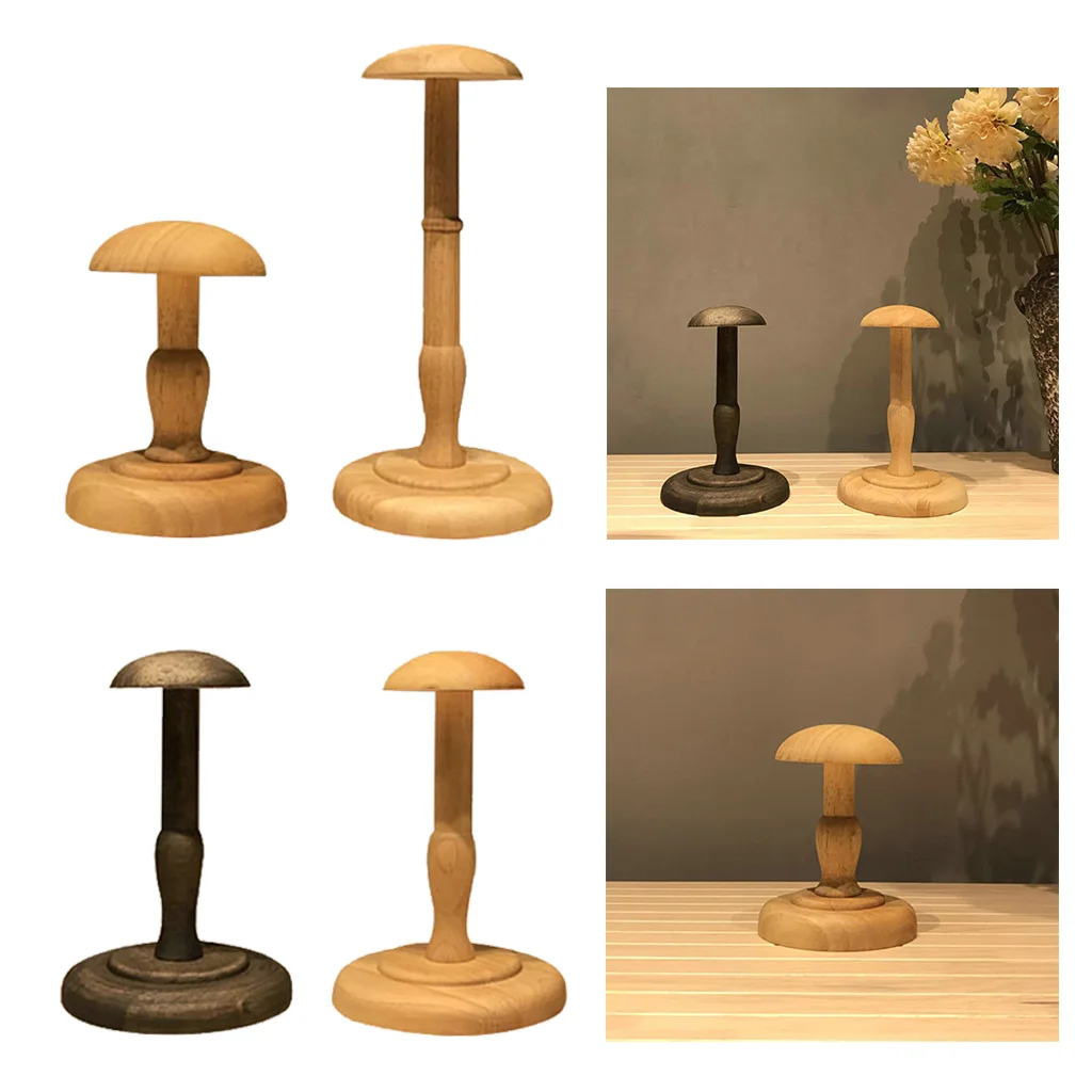 Wooden Cap/Hat Stand, Tabletop Decorative Wig Holder, Hat Display Rack Stand- Multi-Purpose - Various Colors & Sizes
