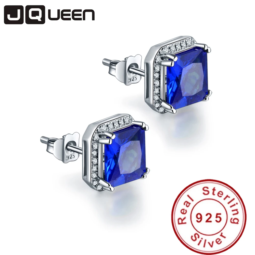 Женские серьги с сапфиром JQUEEN синие из стерлингового серебра 925 пробы огранкой