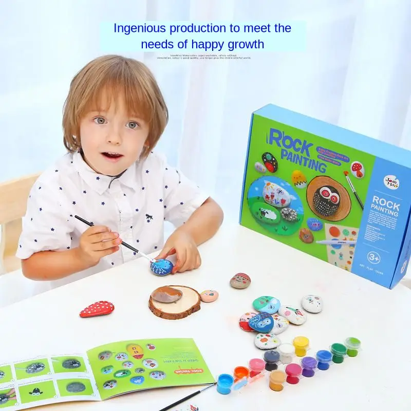 

Children's educational toys DIY stone painting set magic creative art stone painting set wooden toys early education gift