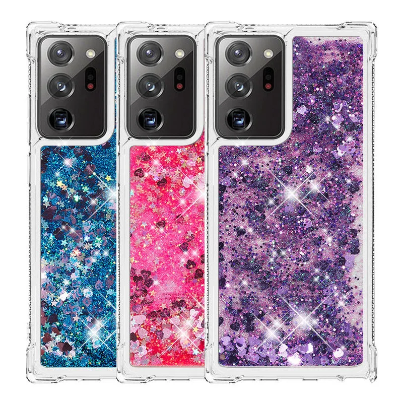 

For SamSung Note 20 Ultra Case fashion liquid Glitter quicksand Silicone shockproof Back Cover For SamSung Note 20 Ultra Cases