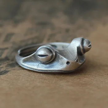 

Gift For Women 925 Sterling Silver Ring Frog Retro Personality Creative Animal Unisex Frog Open Adjustable Rings OSR657