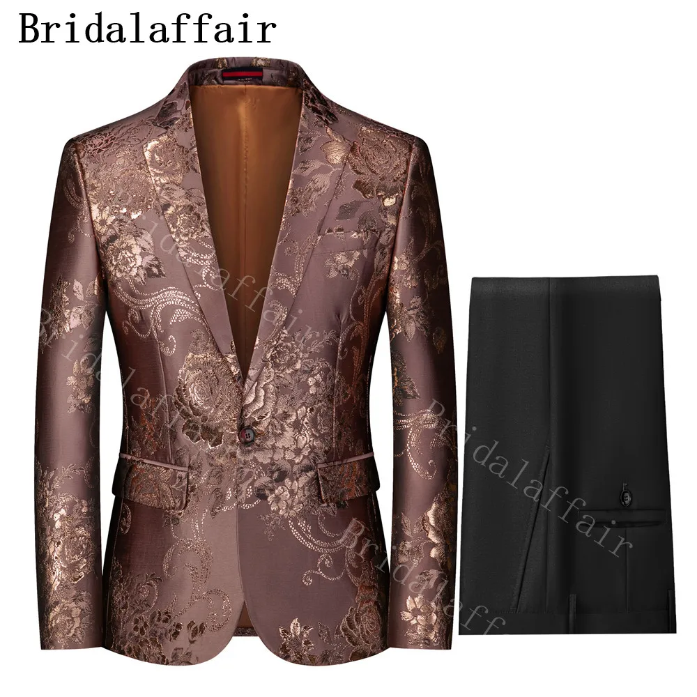 Bridalaffair мужской костюм кофейного цвета с роскошным цветочным узором для