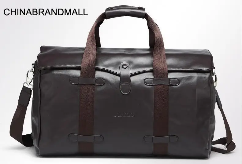 

Genuine leather black large outdoor casual travel duffle bag calf skin holdall