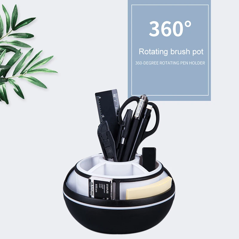 

360 Degrees Rotation Pen Holder Desktop Organizer Stand Box Round Pencil Storage Stationery Container Office School Storage Case