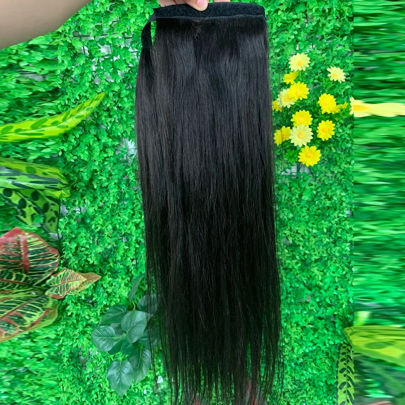 Toysww Ponytail Human Hair Clip in Extensions Machine Remy Straight Brazilian Drawstring Ponytail With Clips in For Women 100g (1)