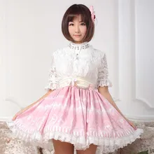 Милые Юбки принцессы в стиле Лолиты; оригинальная японская розовая юбка с принтом и кристаллами; женская кружевная юбка средней длины с плиссировкой; GZWY085