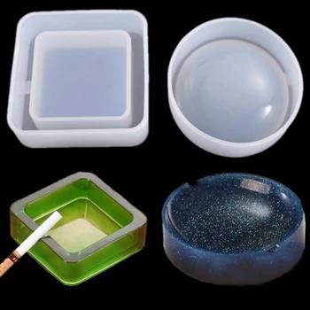 

2 Pcs Resin Crystal Epoxy DIY Pot Mold Ashtray Coaster Casting Silicone Mould Crafts Jewelry Making Tool