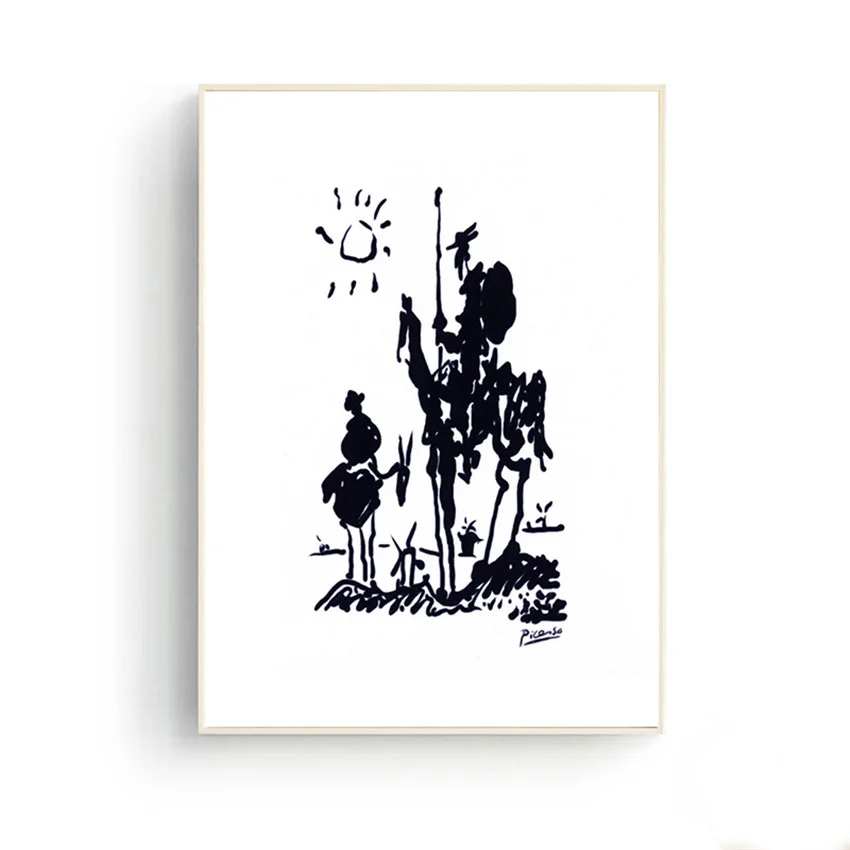 Настенная картина простой чертеж линии Don Quixote Картина на холсте для гостиной