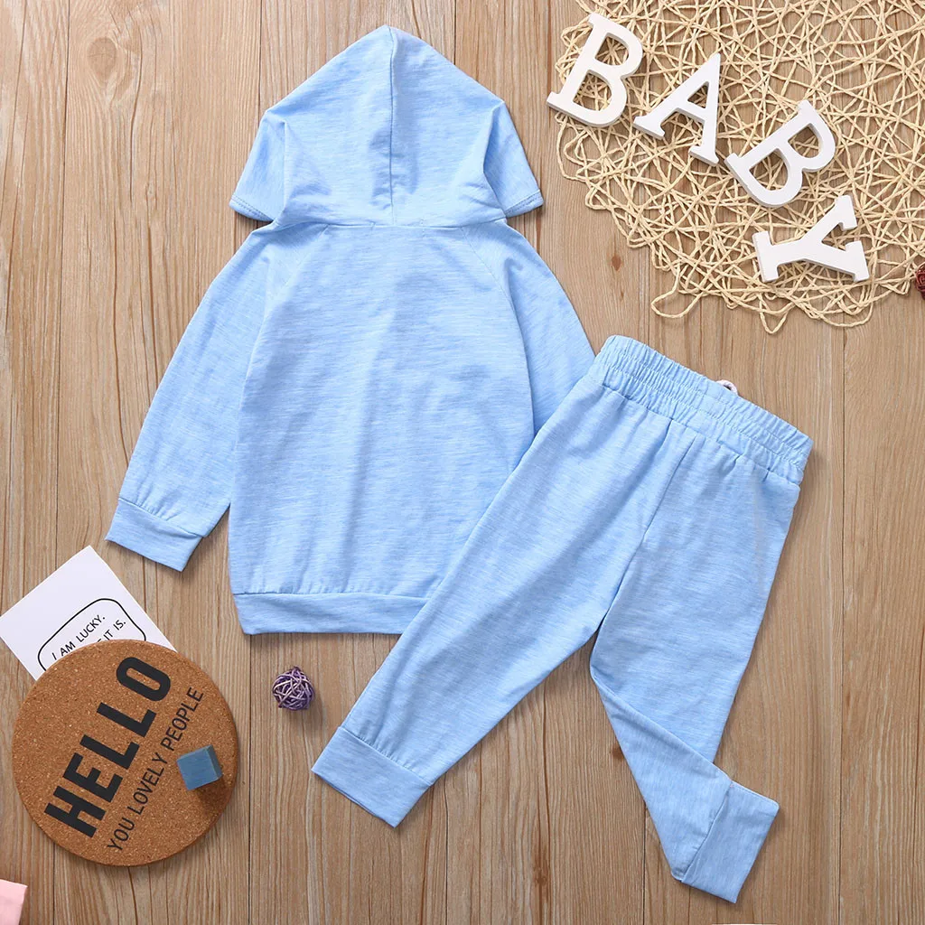 SAGACE L Winter Autumn Solid Hoodie Newborn Clothes Unisex Sets Girls Bodysuit+ Pants Hat Outfits Toddler Newborn Clothes Set