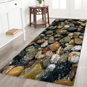 

Newest 3D Stone Road Grey Mat Rug Non-Slip Hallway Kitchen Bathroom SOFT FOAM Runner Mat