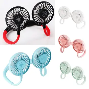 

3 Speed Hanging Neck Fan USB Rechargeable Bladeless Fan with Switch LED x6hb