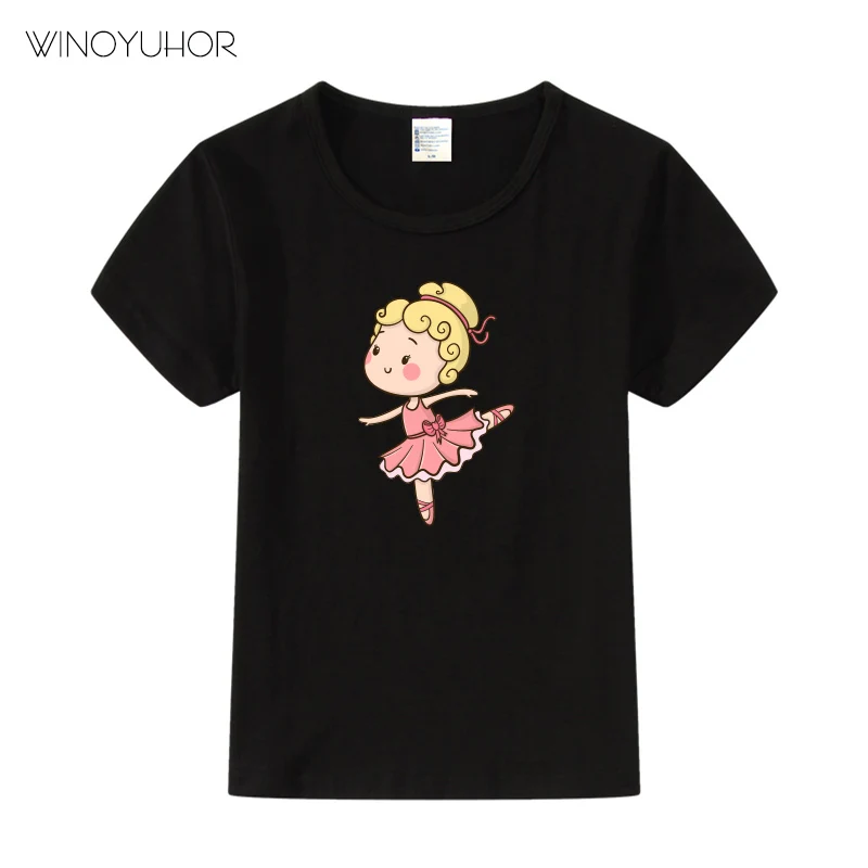 

Ballet Dancer T Shirt Kids Girls Ballerina Gifts Party T-shirt Camisetas Kawaii Children Clothing Summer O-Neck Tops