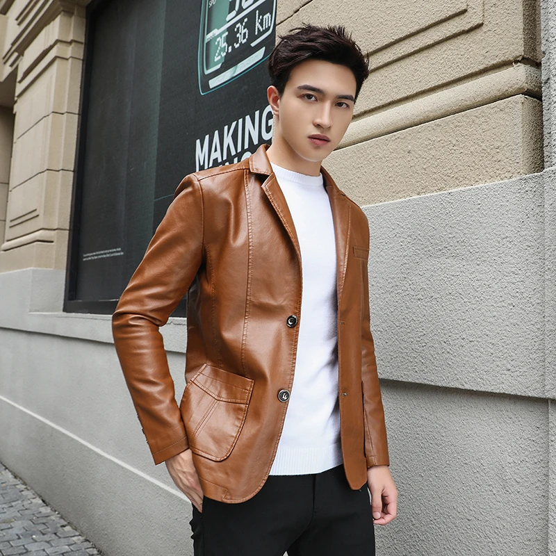 Chaqueta de cuero PU para hombre, ropa de marca, Polar, moda, cremallera, informal, para motocicleta, novedad de 2020