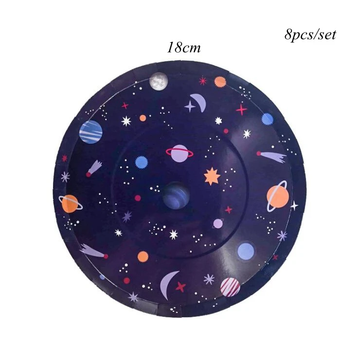8pcs plate 1 набор, Вселенная Галактика, тема, космические шары, космонавты и ракеты, воздушные шары, день рождения, детские игрушки, принадлежности для душа - Цвет: 8pcs plate