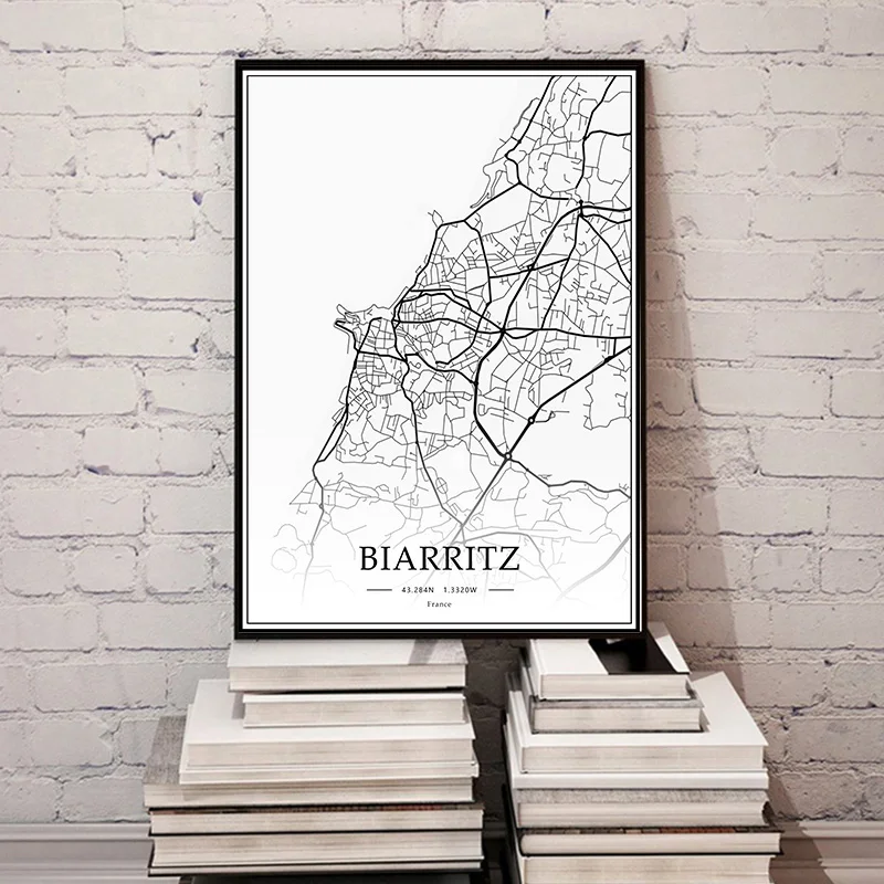 France-Biarritz-Rainbow-City-Maps-Canvas-Paintings-Colorful-Map-Vintage-Kraft-Posters-Coated-Art-Prints-Home (2)
