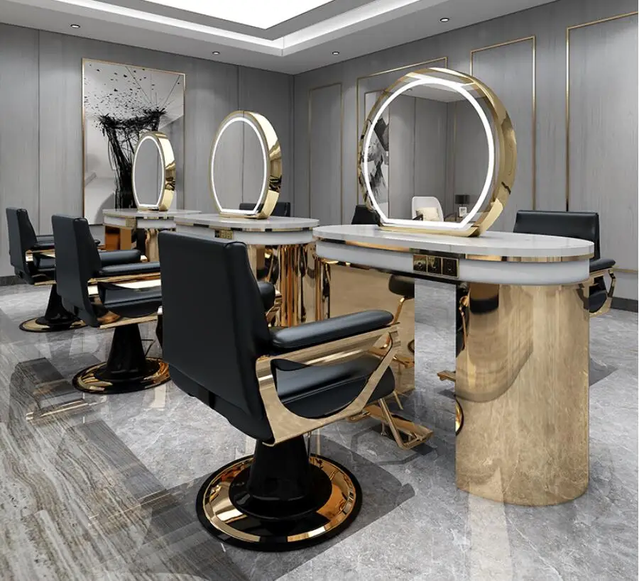 Special ironing and dyeing mirror stand, stainless steel haircut mirror, hair salon and simple cabinet hairdressing shop barber shop chair dyeing and perm area chair hair salon special high grade lifting down disc haircut chair