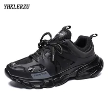 YHKLERZU Мода мужские кроссовки 9908, на толстой подошве, мужская обувь на платформе знаменитости Коренастый папа кроссовки с волнообразным краем; zapatos de hombre tenis masculino; большие размеры