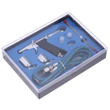 KKmoon Профессиональный Пистолет двойного действия триггер Аэрограф набор со шлангом 3 наконечника 2 чашки для художественной живописи Маникюр Спрей модель