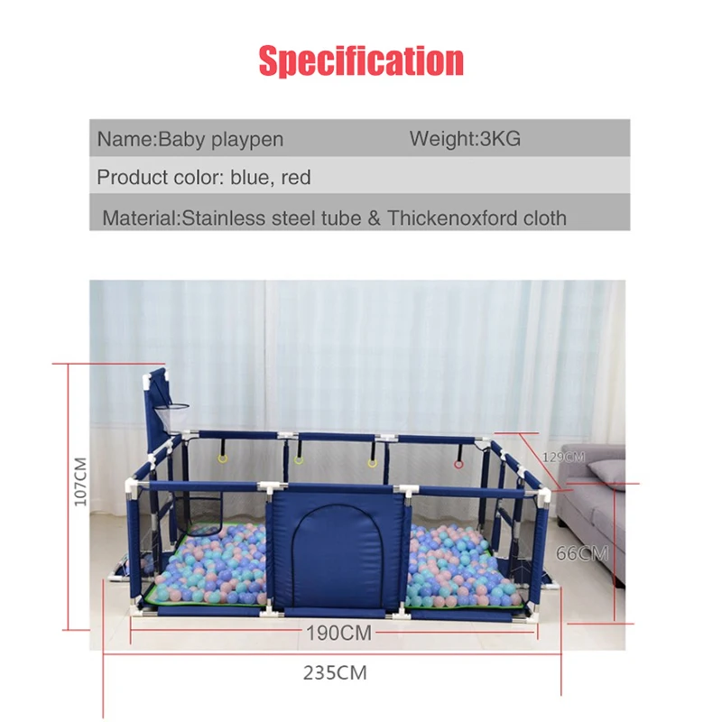 Большой Детский манеж, детский безопасный барьер, детский манеж для бассейна, шарики для новорожденных, забор, манеж для детского бассейна