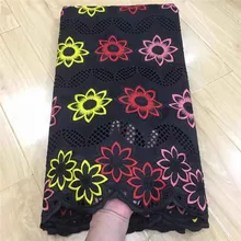 Черный швейцарские кружева ткань из Дубая Африканское сухое кружево высокое качество в нигерийском стиле для вечерние 5 ярдов