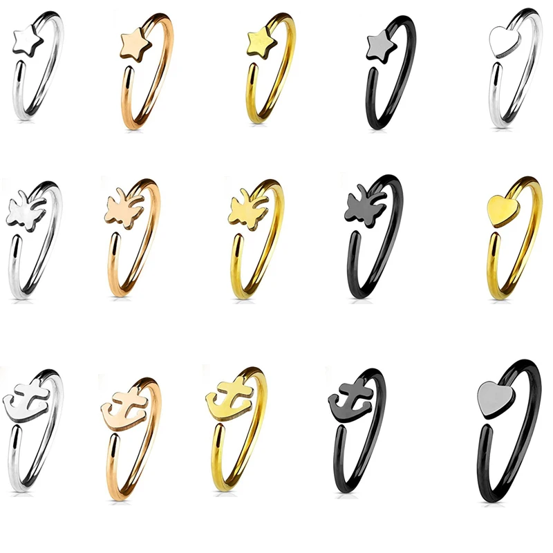 

Fashion Stainless Steel Star Hinged Nose Hoop Ring Septum Clicker Ear Cartilage Tragus Helix Piercing Charming Body Jewelry