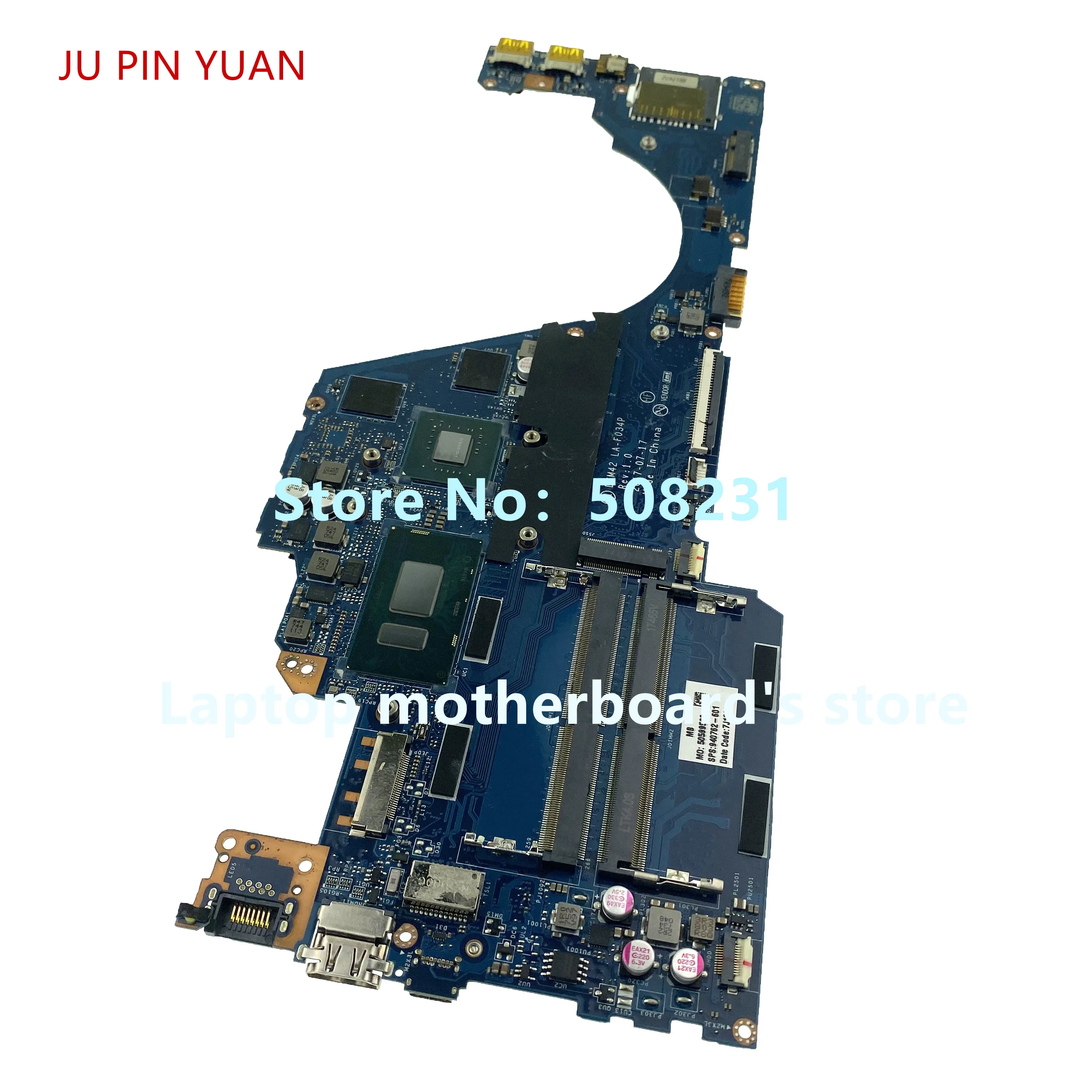  JU PIN YUAN For HP Laptop 14-BF laptop motherboard 940762-601 940762-001 LA-F035P 940MX 4GB i7-8550
