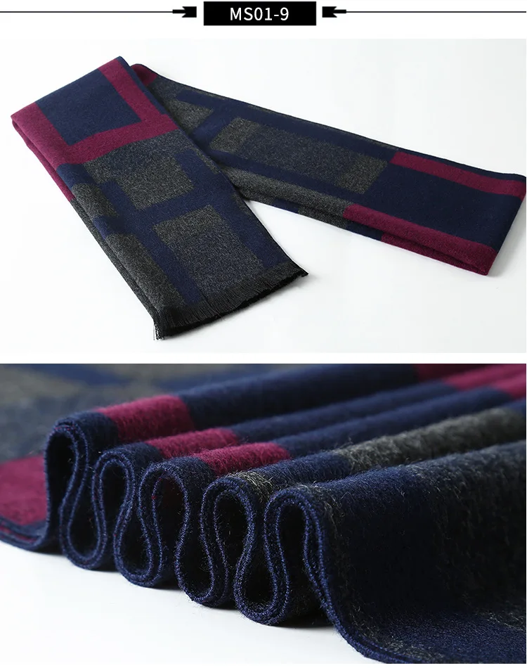 Luxury Brand Plaid Cashmere Scarf for Men Winter Warm Neckerchief Male Business Scarves Long Pashmina Christmas Gifts