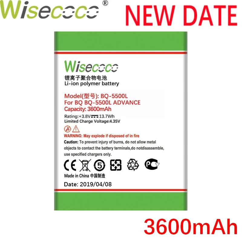 

WISECOCO 3600mAh NEW Production Battery For BQ BQS 5500L BQS-5500L ADVANCE Mobile Phone High quality Battery+Tracking Number